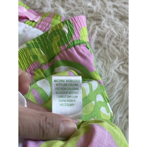 Lilly Pulitzer Women’s Size XS Lime Pink Print Pleated Skirt Elastic Waist - Picture 9 of 11